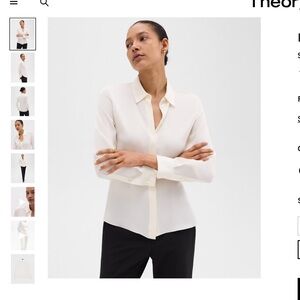 Theory Fitted Button Down Shirt in Silk Georgette